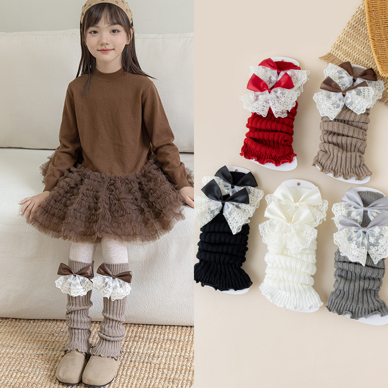 Winter Clothing Leg Warmers - Lace Bow Leg Warmers Girls Autumn