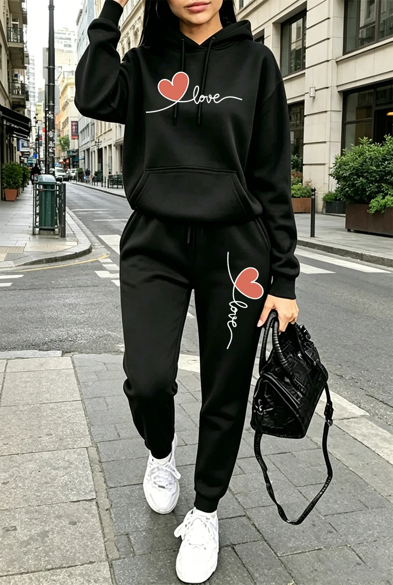 Winter Clothing Pants - Womens Tracksuit Print Casual Long Sleeves