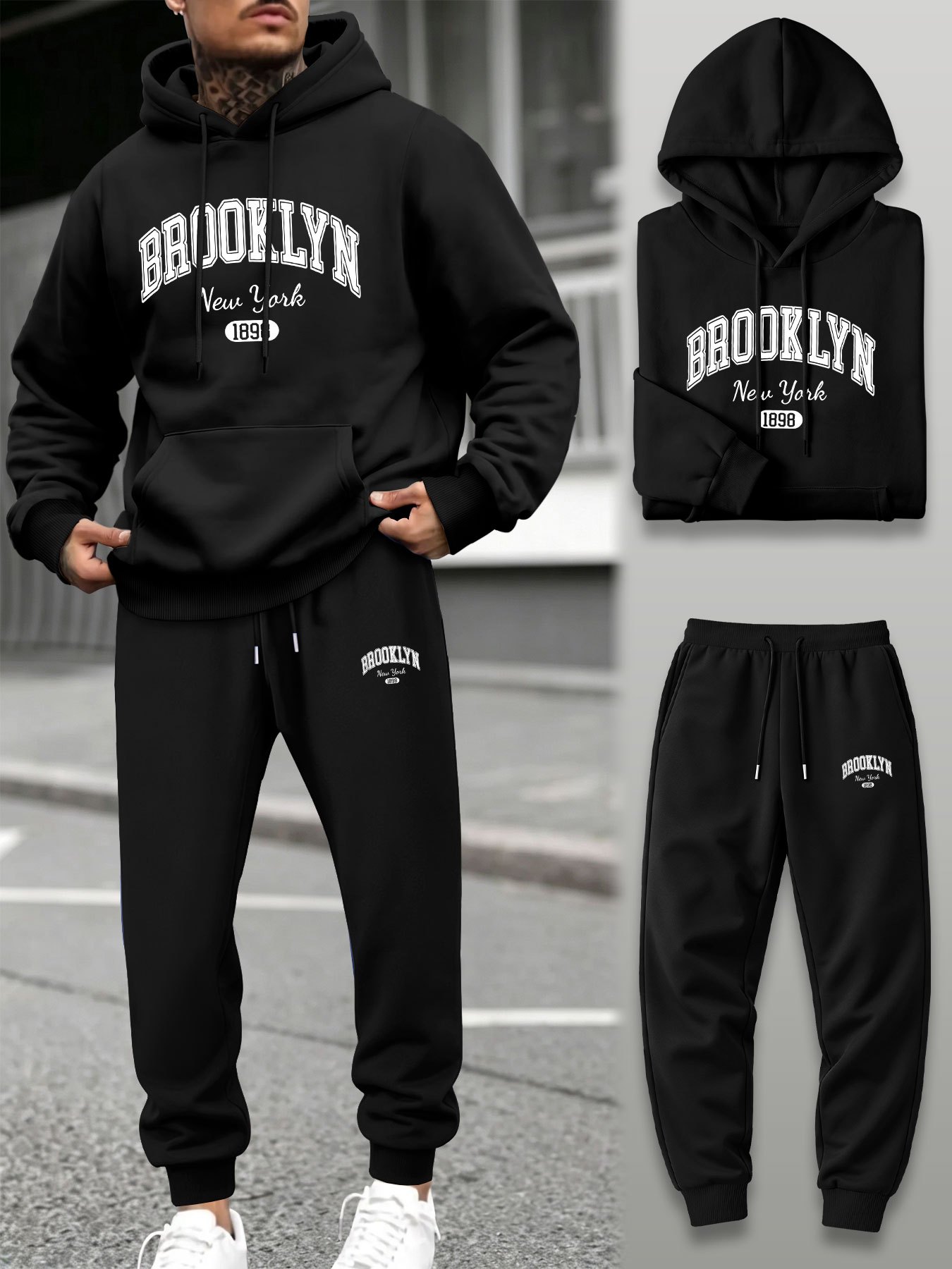 Winter Clothing Pants - Men 2 Piece Tracksuit Hoodie Jogger