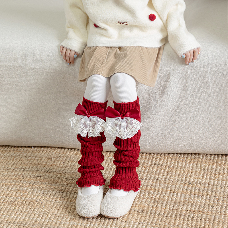 Lace Bow Leg Warmers Girls Aut - Winter Clothing Leg Warmers recension och pris